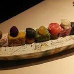 満愛貴 - 鮪、豚の肩ロース、牛蒡、牛タン、サーモン、蓮根、他