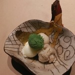 満愛貴 - 小松菜、椎茸、牛蒡、山葵のシャーベット