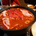 薬zen拓 - 途中からもつ鍋に辛味噌投入！！！