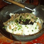 円らく 所沢荘 - 素揚げ牛蒡と海苔の手造りおぼろ豆腐