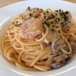 カフェ サルビア - 201512 Salvia ★ランチメニュー：本日のパスタ（エビとトマトクリームのパスタ・コーヒー・500円）★