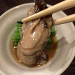 ひより　麦縄本舗　炭焼酒場 - H27.12.18 お通し「牡蠣＆小松菜」