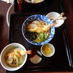 むぎの里 - 天ぷらうどんセット（ミニねぎトロ丼付）６５０円