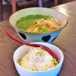 よしもと食堂 - 三枚肉アーサそばととうふしらすご飯