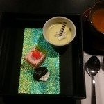 ホテルグリーンプラザ - 夕ご飯：苺ケーキ、焼き芋プリン、花豆コーヒー煮