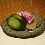 こふく - 糠漬けといぶりがっこ。