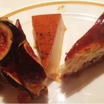 アピシウス - 2015.12.  黒イチジクのタルト、クレームキャラメル、ゴルゴンゾーラチーズケーキ