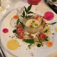 リストランテASO - クリスマスディナー オマール海老のマリネと雲丹　サツマイモのパンナコッタ　欅の香り