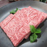 料亭 金鍋 - 厚切りのキレイなサシが入ったA5ランクの伊万里牛のサーロイン♪