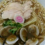 ふくろう - 追いはまぐり中華そば正油・1180円　大盛り・100円