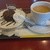 高島平りんだんカフェ - 料理写真:濃厚チョコレートケーキとホットコーヒーのセット　500円