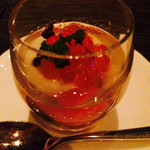レストラン＆バー｢SKY J｣ - 2015年12月 北海道産ツブ貝と自家製サーモンマリネのゼリー寄せイクラを添えて