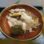 美くりや - 八寸の渡り蟹の身のミソ添えアップ