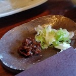 慈久庵 - 「そばがき」に、お味噌と刻みねぎをちょこっとつけて食べると至福の味わい