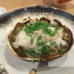 馬場乃町 はやし - 蟹味噌と蟹の身と蒟蒻麺の甲羅焼き