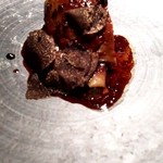 エクアトゥール - （2015/12  訪問）豚足と豚耳、トコブシのガレット仕立てとフォアグラロースト、トリュフソース