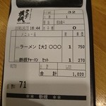 ラーメン横綱 - 内税表示が嬉しい