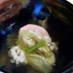 炭と地酒とたしなみワイン Kai本店 醸す - ■タラの白子とミョウガ、鶏の出汁がとても美味しい