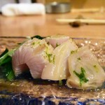 炭と地酒とたしなみワイン Kai本店 醸す - ■寒ブリトロの炙りとハマグリのジュ