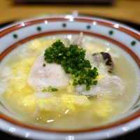 まき村 - 河豚白子雑炊　　　　　　　
                　香の物、海苔、浅葱、ぽん酢
                