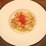 Variante - 201512 ６皿目、オレキエッテ ムール貝と牡丹海老 マスカルポーネチーズのソース。