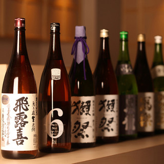 Specially selected local sake ordered from all over the country