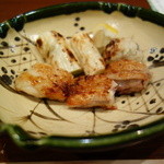 蕎麦切り 酒 大愚 - 媛っこ地鶏と千住葱の塩焼き