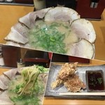 博多長浜らーめん　夢街道  - また、遅い食事をラーメンで。南森町界隈でラーメンと思ったのだが、思う店は、既に閉店、他のお店は、閑古鳥ということで地元に戻って、でも今日は、「いちびり」が定休日なので「博多長浜らーめん 夢街道 橿原神宮前店」に。2015/12/28
            
            チャーシューメン(バリカタ)980円、ミニ唐揚げ380円を注文。
            長浜ラーメン風豚骨スープに細麺。テーブルにある辛子高菜をたっぷり入れる私の好きな食べ方、イケる。
            