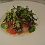 リストランテ カノフィーロ - 平目のカルパッチョ　フルーツトマトとアボカド