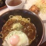 キッチンニュー早苗 - カレースパゲティ、鶏竜田揚げ