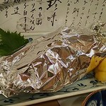 よしはら - 2015・12フグの肝焼きホイルでサーブ