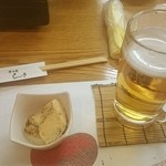 居酒屋 らくがき - 突き出し、生ビール
