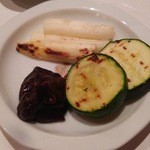 すし 市松 - 焼物　ホワイトアスパラガスとズッキーニ 牡蠣味噌