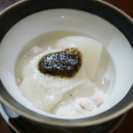 佳肴みを木 - かぶと白子のおろし菊芋蒸し、トリュフしょうゆ漬けを乗せて