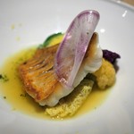 タストゥー - 黄ハタのポワレ　サフラン風味の貝のブイヨン

