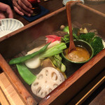 龢 - H27.12.19 京都大原　蒸し野菜　雲丹のバーニャカウダー