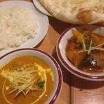 ネパール キャンドル キッチン - ポークカレー、ライス、野菜カレー、ナン