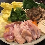 和食処 山水 - おっきりこみの鍋の具材！
鶏肉ぷりっぷり！