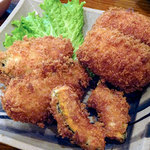 とんかつ ひのや - かにクリームコロッケ1個150円
      牡蠣フライ