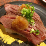 廻る 築地 あいよ寿司 - 常陸牛の炙り480円(税抜)