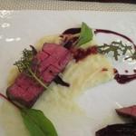 ビストロ ダイア - 宮城県産仙台黒毛和牛　Ａ５等級ランプ肉のローストとフランス産鴨フォアグラのポワレ　Ｈ27.12月