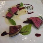 ビストロ ダイア - 宮城県産仙台黒毛和牛　Ａ５等級ランプ肉のローストとフランス産鴨フォアグラのポワレ　Ｈ27.12月