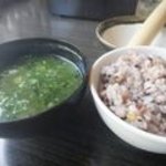 Katsumasa - ご飯は十五穀米とアオサのお味噌汁