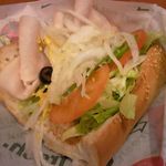 サブウェイ - ターキーブレスト　セサミ(焼)、野菜たっぷり、オイル＆ビネガー＋マスタード　３９０円