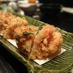 天ぷら　酒菜　醍醐 - 海老、玉葱、みつばのかき揚