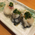 いっちょう - カワハギ肝のせ  カキ！