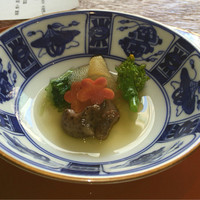 花筐 - 先附  数の子、茶振り生子、水菜浸し、梅人参、菜の花