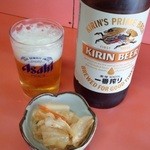 大瓶ビール＋無料のお通し（白菜キムチ）