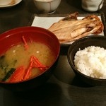 網元の宿 ろくや - 2015.11 伊勢海老味噌汁、キンメ干物、ご飯