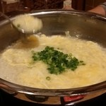 とらふぐ城 - 【H27.12.31】特大てっちり→雑炊。お葱投入。